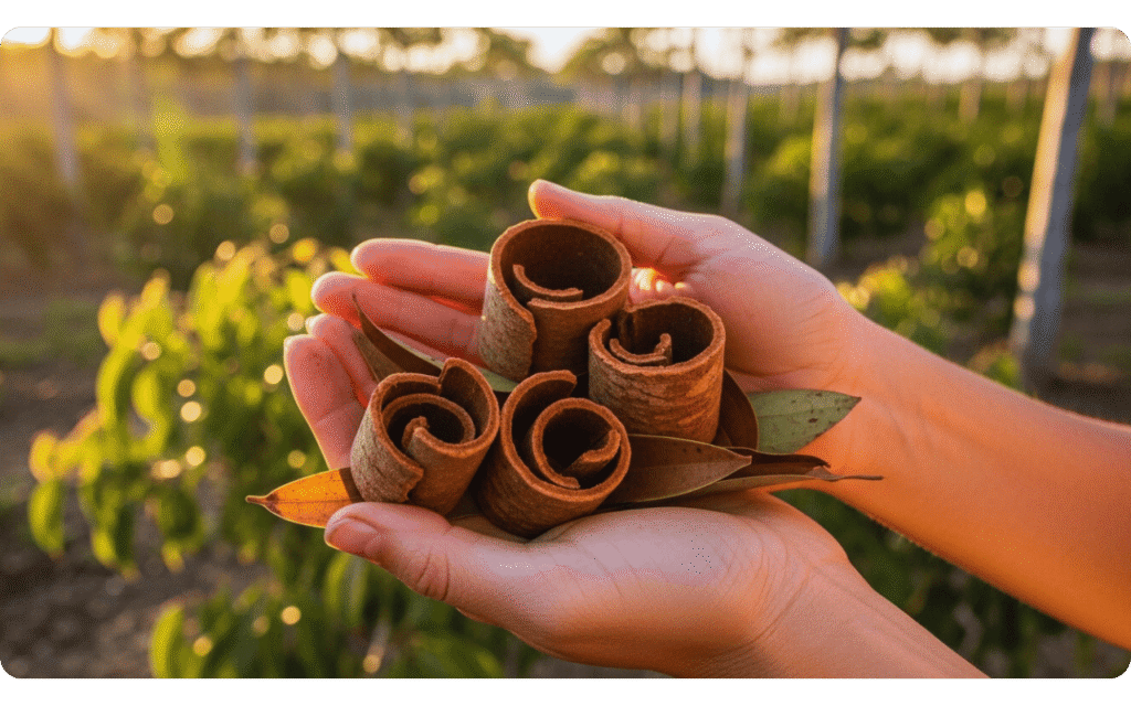 chá de canela benefícios: ingredientes como casca de canela e mel dispostos harmonicamente.