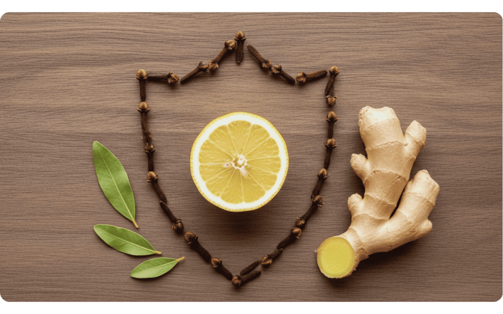 Uma xícara de chá de cravo com canela e gengibre para reforçar a imunidade.