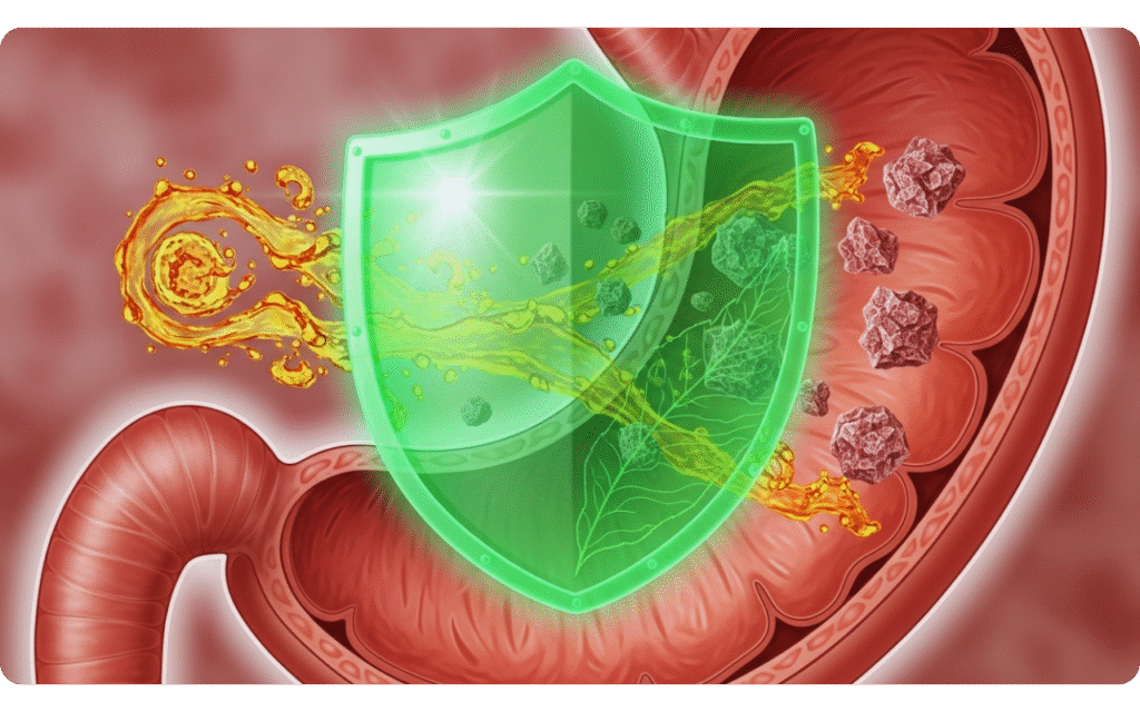 O chá de espinheira-santa é eficaz para proteger o estômago contra gastrite.