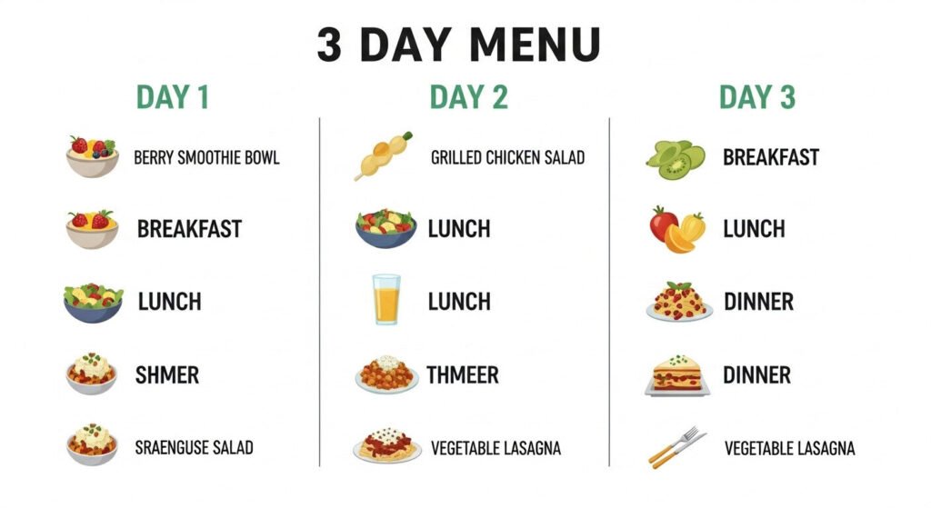 Menu prático para os primeiros 3 dias da dieta do ovo.