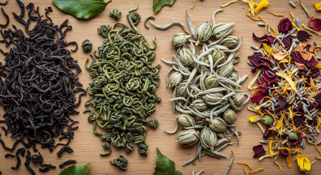 Como fazer chá: tipos como chá preto, chá verde e infusões.