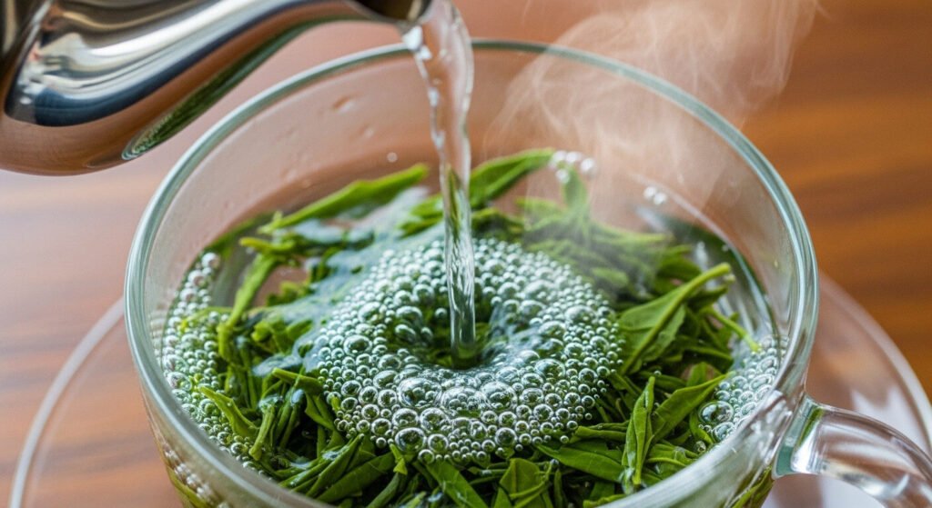 Erro ao fazer chá: usar água fervente em folhas delicadas.