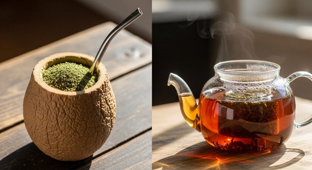 Passo a passo explicativo de como preparar chimarrão e o chá coado.