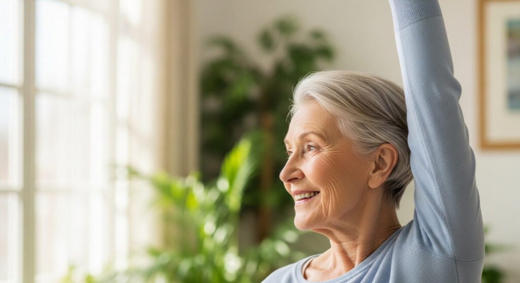 Idosos fazendo atividade física para melhorar o equilíbrio e a força.