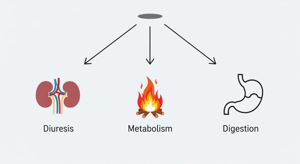 Ilustração dos benefícios das ervas para o chá seca barriga.