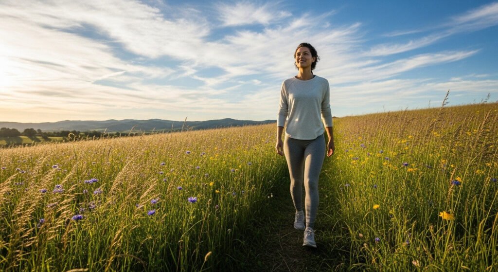 Pessoa com energia e clareza mental, ilustrando benefícios da cetogênica.