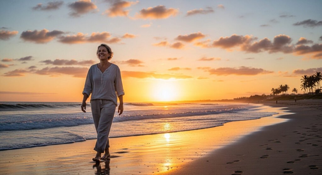 Pessoa com barriga lisa e saudável, resultado de uma dieta seca barriga equilibrada e sustentável.