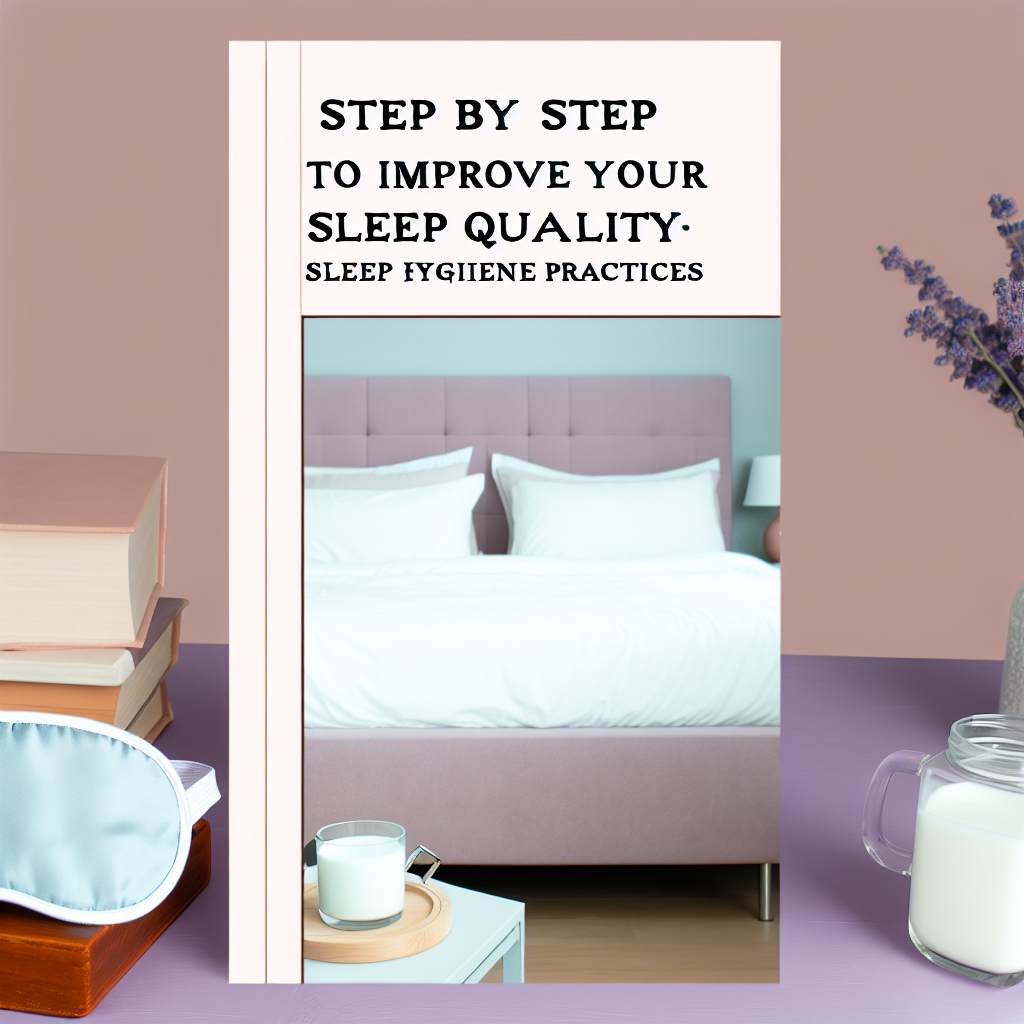 Livro sobre práticas de higiene do sono ao lado de objetos no quarto.