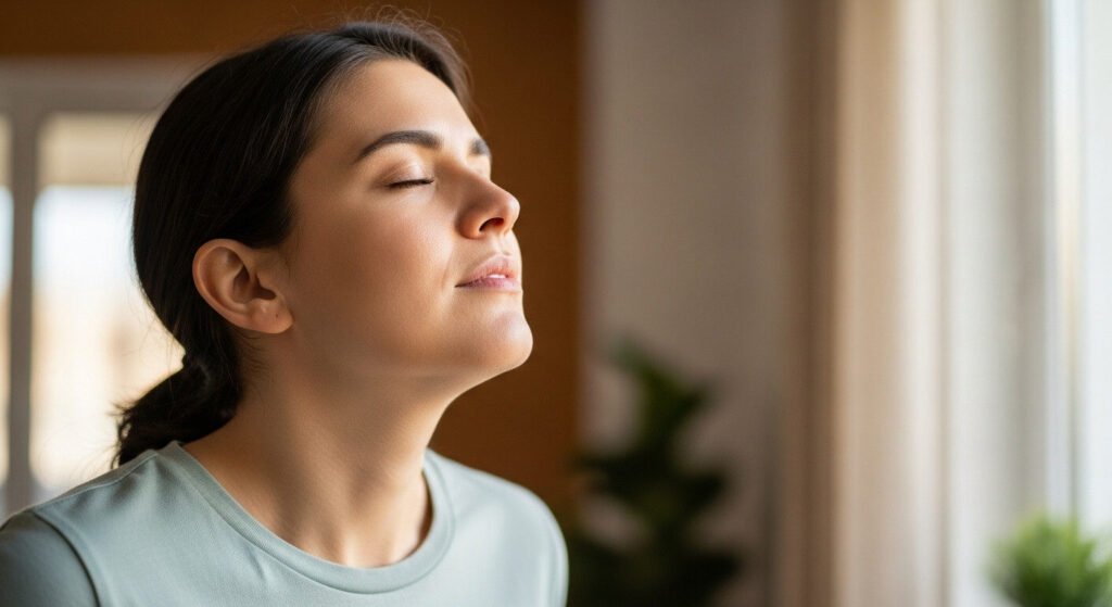 Pessoa tomando chá de guaco em um ambiente aconchegante, aliviando sintomas de tosse.