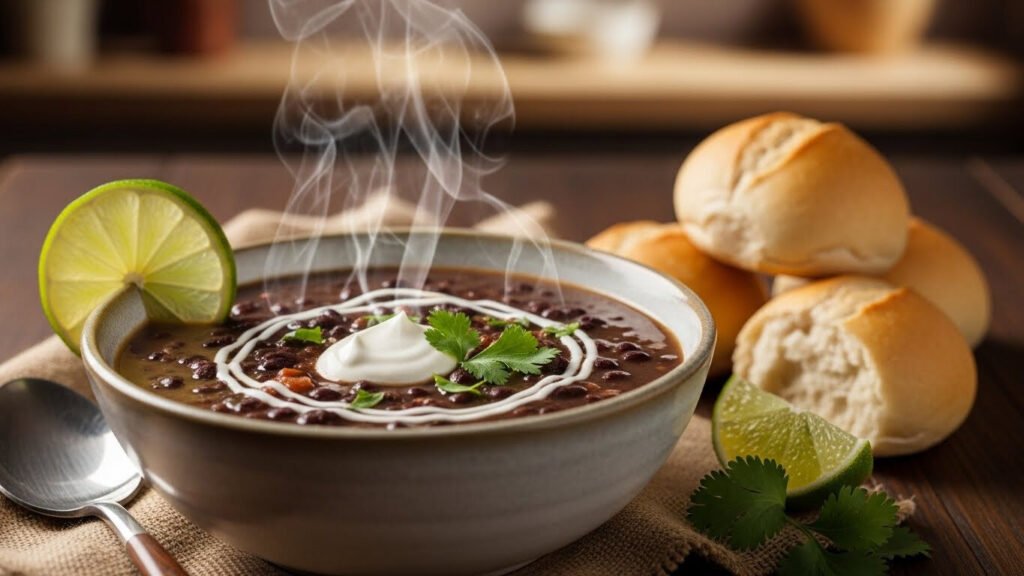 Sopa de Repolho com Cúrcuma em tigela branca com limão ao lado