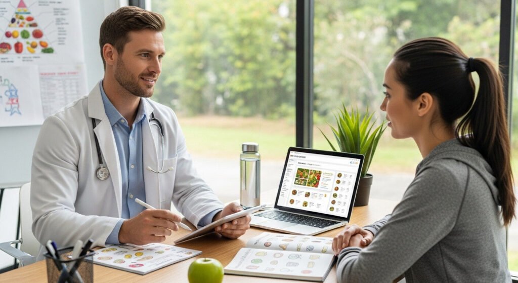 Consulta com nutricionista esportivo para personalizar a estratégia de cutting.