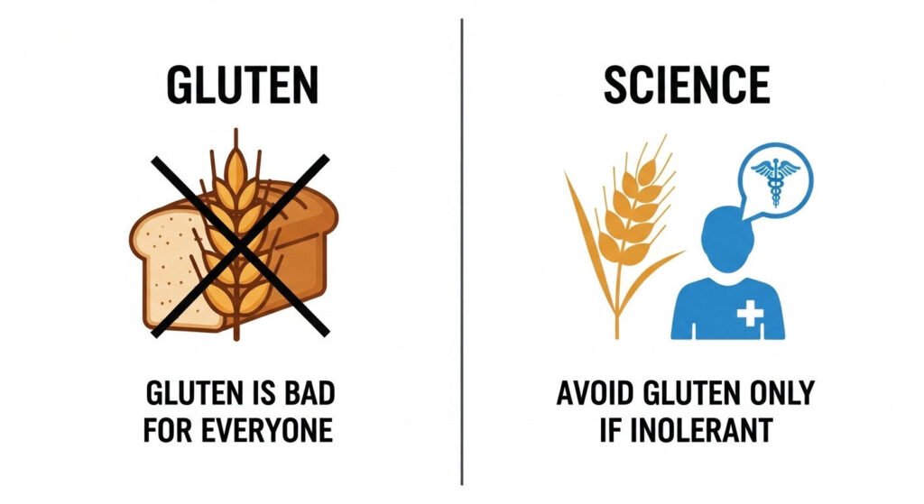 Infográfico listando mitos populares da alimentação saudável