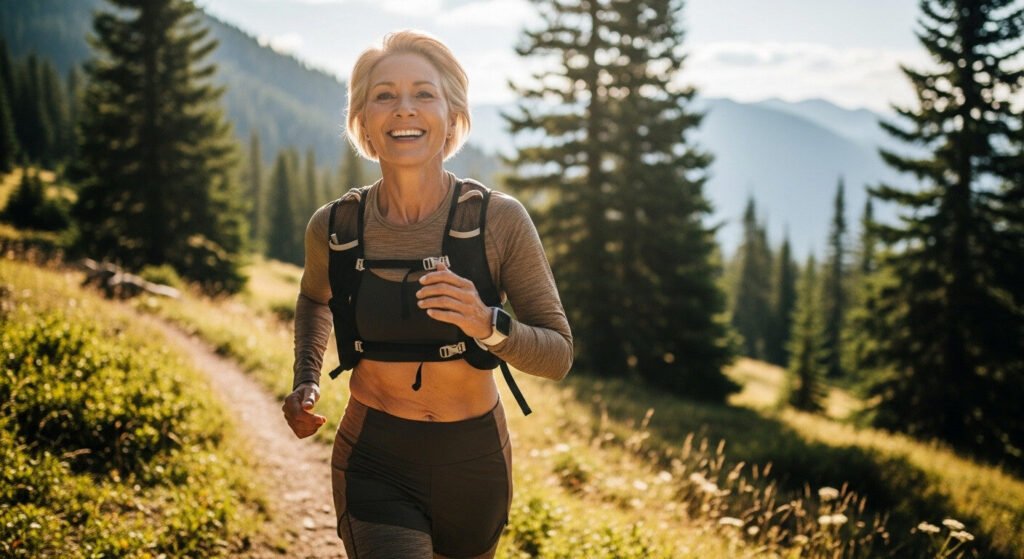 Pessoa praticando atividades físicas e mostrando os benefícios de uma alimentação balanceada