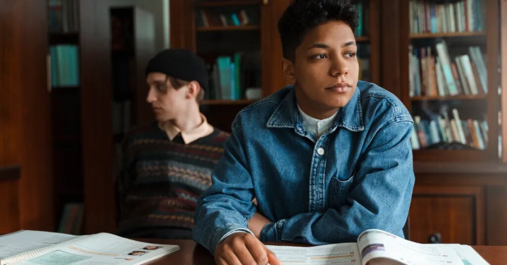 school scene with queer teens