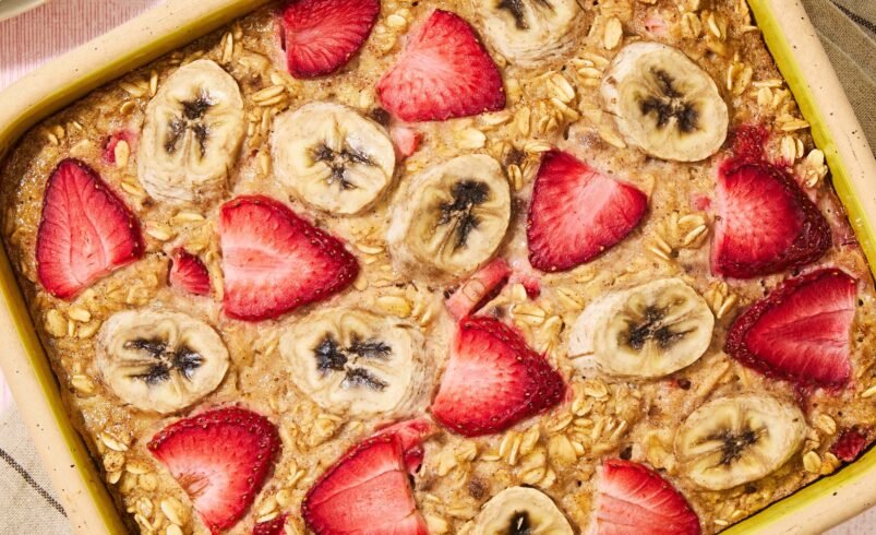 Aveia Assada com Morango e Banana